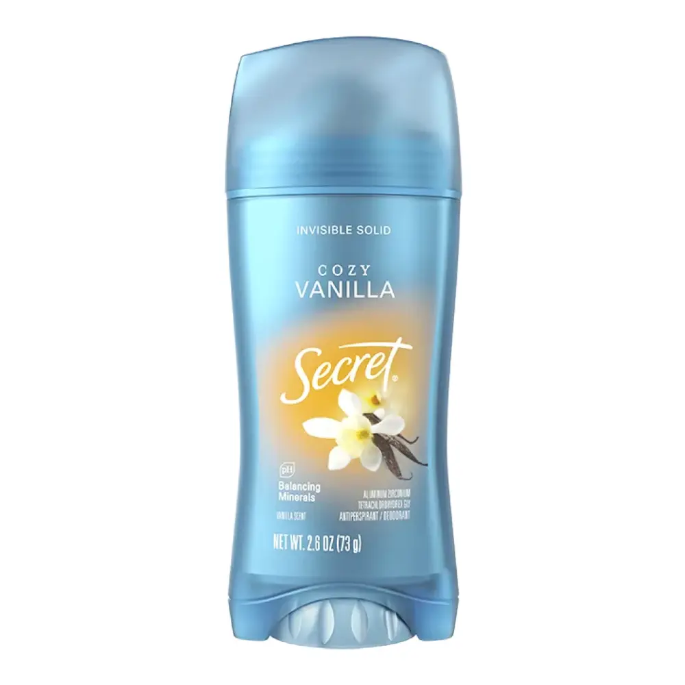 Sáp Khử Mùi Hương Vani, 48 HR Invisible Solid Deodorant, Cozy Vanilla, 2.6 oz (73g) - SECRET